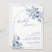 Invitation Aquarelle bleu Dusty Fête des mariées florale (Devant)