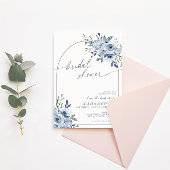 Invitation Aquarelle bleu Dusty Fête des mariées florale