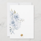 Invitation Aquarelle bleu Dusty Fleurs Baptême (Dos)