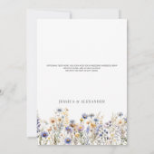 Invitation Aquarelle bleu Dusty Fleurs sauvages Mariage éléga (Dos)