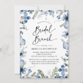 Invitation Aquarelle bleu Dusty Floral Bridal Brunch Douche (Devant)