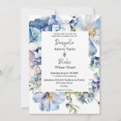 Invitation Aquarelle bleu Dusty Floral Mariage (Devant)