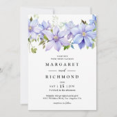Invitation Aquarelle bleu Dusty Floral Rustic Garden Mariage (Devant)