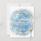 Invitation Aquarelle bleu Dusty Gold Brunch & Bubbly Invitati (Devant)