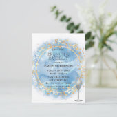 Invitation Aquarelle bleu Dusty Gold Brunch & Bubbly Invitati (Debout devant)