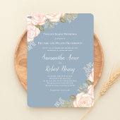 Invitation Aquarelle bleu Dusty Mariage Floral