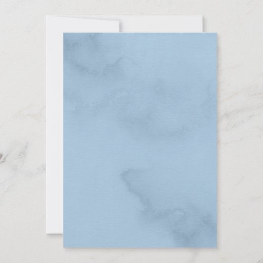 Invitation Aquarelle bleu Dusty Mariage Floral (Dos)