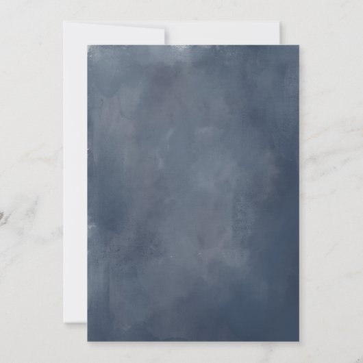 Invitation Aquarelle bleu Dusty or Mariage de script Floral (Dos)