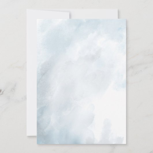 Invitation Aquarelle bleu Dusty vert botanique Script (Dos)