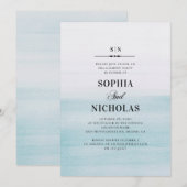 Invitation Aquarelle bleu élégant fiançailles nautiques (Devant / Derrière)