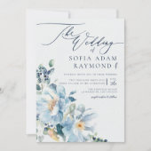 Invitation Aquarelle Bleu Entrée mariage (Devant)