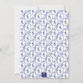 Invitation Aquarelle Bleu et blanc Chinoiserie Lapin Rabbit (Dos)