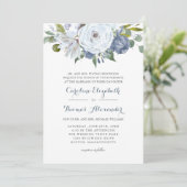 Invitation Aquarelle bleu et blanc Floral Mariage élégant (Debout devant)