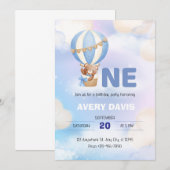 Invitation Aquarelle bleu et blanc minimaliste (Devant / Derrière)