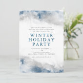 Invitation Aquarelle bleu et gris Fête d'hiver (Debout devant)
