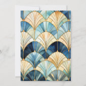 Invitation Aquarelle Bleu et Or Art Déco Mariage (Dos)