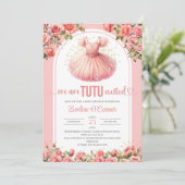 Invitation Aquarelle bleu et or tutu robe Baby shower (Debout devant)