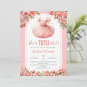 Invitation Aquarelle bleu et or tutu robe Baby shower (Debout devant)