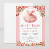 Invitation Aquarelle bleu et or tutu robe Baby shower (Devant / Derrière)