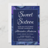 Invitation Aquarelle bleu et violet Encre douce 16 Anniversai (Devant)