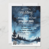 Invitation Aquarelle Bleu étoile Ciel Mariage céleste (Devant)