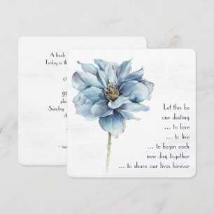 Invitation Aquarelle Bleu Fleur Sur Blanc Texté