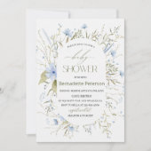 Invitation Aquarelle Bleu Fleurs sauvages BabyInvitation (Devant)