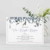 Invitation Aquarelle Bleu Floral La Nuit Avant (Debout devant)