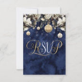 Invitation Aquarelle bleu Floral Noël RSVP (Devant)