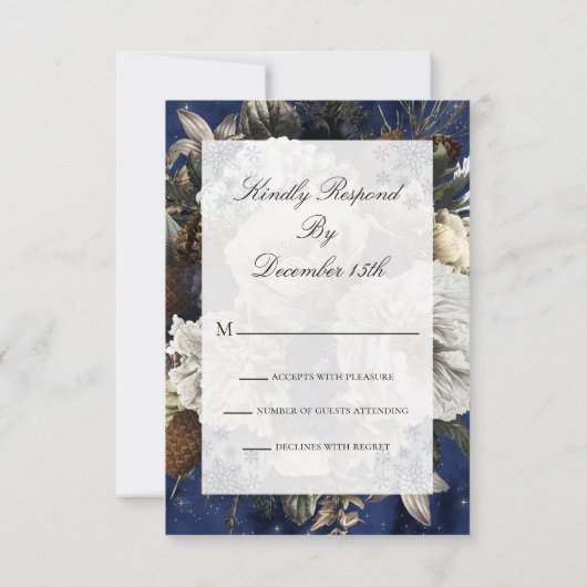 Invitation Aquarelle bleu Floral Noël RSVP (Dos)