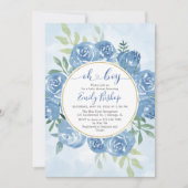 Invitation Aquarelle bleu floral Oh garçon Baby shower (Devant)