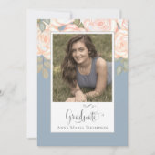 Invitation Aquarelle bleu foncé Blush Photo Graduation (Devant)