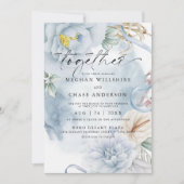 Invitation Aquarelle bleu foncé BOHO Floral (Devant)