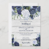 Invitation Aquarelle bleu foncé de la marine russe Bois flora (Devant)