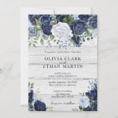 Invitation Aquarelle bleu foncé de la marine russe Bois flora (Devant)