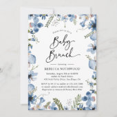 Invitation Aquarelle bleu foncé Floral Bleu Bébé Brunch (Devant)