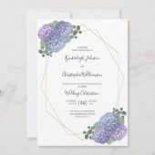 Invitation Aquarelle bleu foncé Floral Mariage géométrique (Devant)