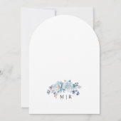Invitation Aquarelle bleu foncé Floral Winter Arch Mariage (Dos)