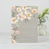 Invitation Aquarelle bleu Gardenia Abstrait gris floral (Debout devant)