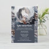 Invitation Aquarelle bleu-gris cendré (Debout devant)