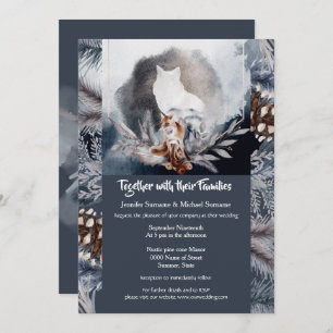 Invitation Aquarelle bleu-gris cendré