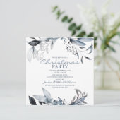 Invitation Aquarelle bleu hiver | Fête de Noël (Debout devant)