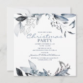 Invitation Aquarelle bleu hiver | Fête de Noël (Devant)