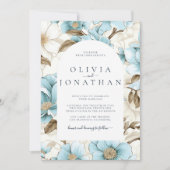 Invitation Aquarelle bleu hiver Floral Mariage esthétique (Devant)
