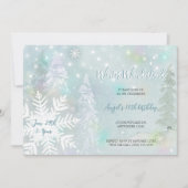 Invitation Aquarelle bleu hiver Wonderland Anniversaire (Devant)