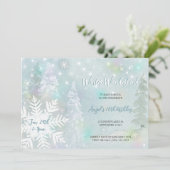 Invitation Aquarelle bleu hiver Wonderland Anniversaire (Debout devant)