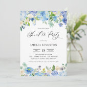 Invitation Aquarelle bleu Hydrangea Floral Sweet 16 Party (Debout devant)
