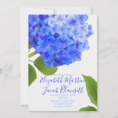 Invitation Aquarelle bleu Hydrangea Mariage (Devant)