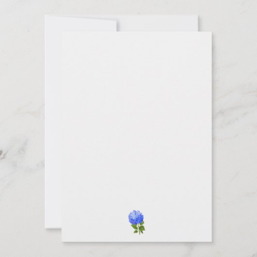 Invitation Aquarelle bleu Hydrangea Mariage (Dos)