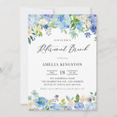 Invitation Aquarelle Bleu Hydrangée Retraite Florale Brunch (Devant)